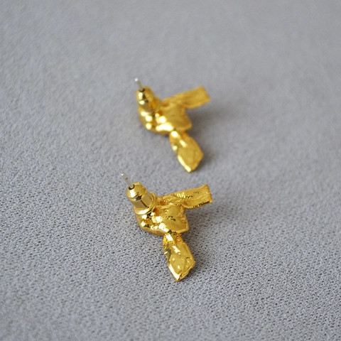 Orecchini a Bottone Vintage in Ottone con Nodo a Nastro e Perno in Argento Sterling 925 Orecchini in Stile Francese per Donna
