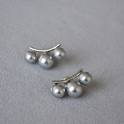 Orecchini a Bottone in Ottone Minimalista Perno in Argento Sterling 925 Perla Artificiale Gioielli Geometrici Eleganti Donna Regalo