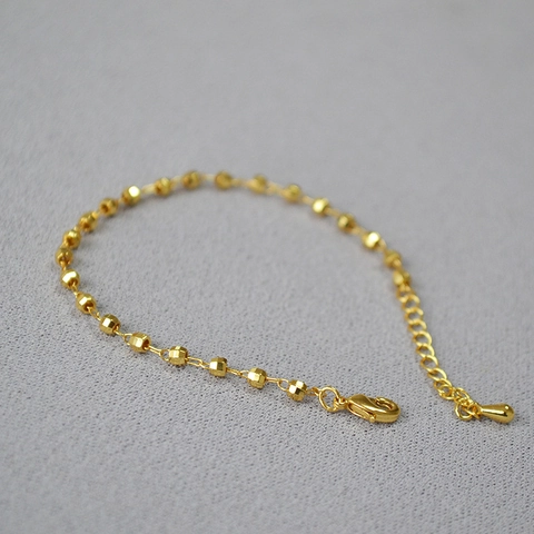 Bracciale Minimalista in Ottone Placcato Oro con Perline Sfaccettate per Donna Catena Regolabile Lucida Geometrica Gioielli Squisiti