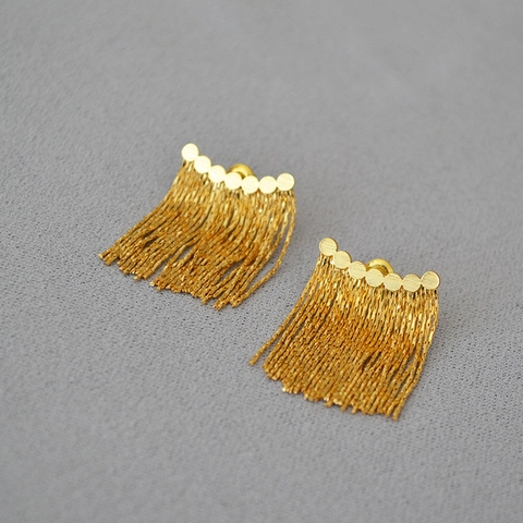 Orecchini Nappa in Ottone Con Perno in Argento Sterling 925 Placcato Frange Catena Orecchini per Donna Gioielli Moda