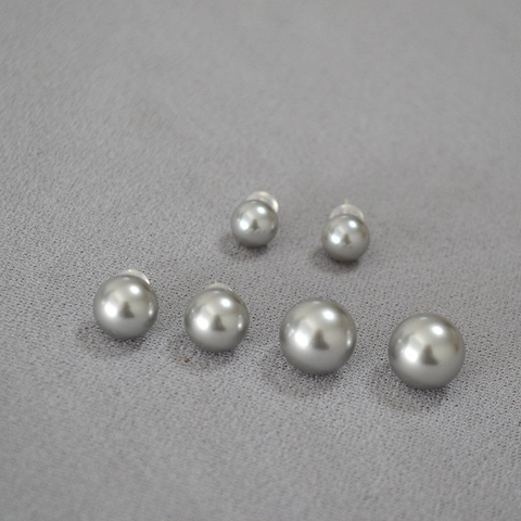Minimalista Grigio Argento Perla Artificiale Orecchini a Lobo Con Perno in Argento Sterling 925 Cristallo Sintetico Gioielli Per Donna