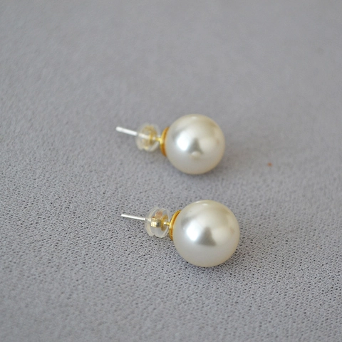 Simple Elegant Artificial Pearl Stud Earrings With 925 Sterling Silver Earring Post Creamy White Jewelry For Women
