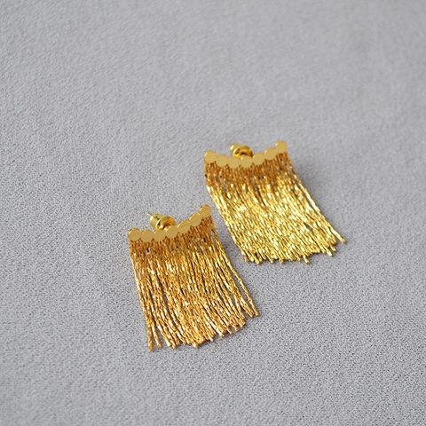 Orecchini Nappa in Ottone Con Perno in Argento Sterling 925 Placcato Frange Catena Orecchini per Donna Gioielli Moda