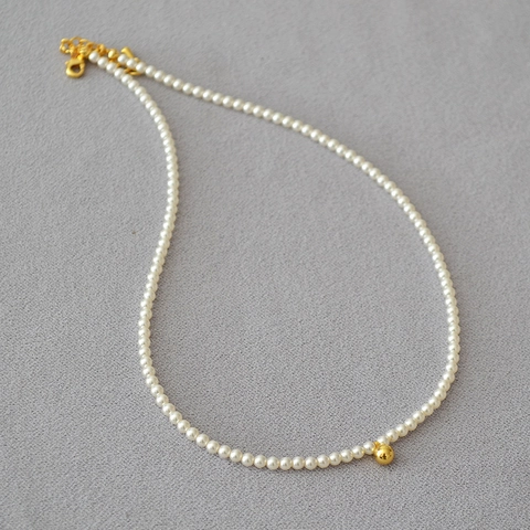 Collana di Perle Artificiali Elegante Francese Semplice Girocollo in Ottone Placcato Oro per Donna Gioielli Quotidiani