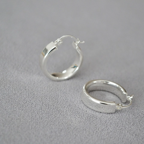 Orecchini a Cerchio a Fascia Larga Minimalisti per Donna Perno in Argento Sterling 925 Rame Lucidato Placcato Argento
