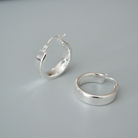 Orecchini a Cerchio a Fascia Larga Minimalisti per Donna Perno in Argento Sterling 925 Rame Lucidato Placcato Argento