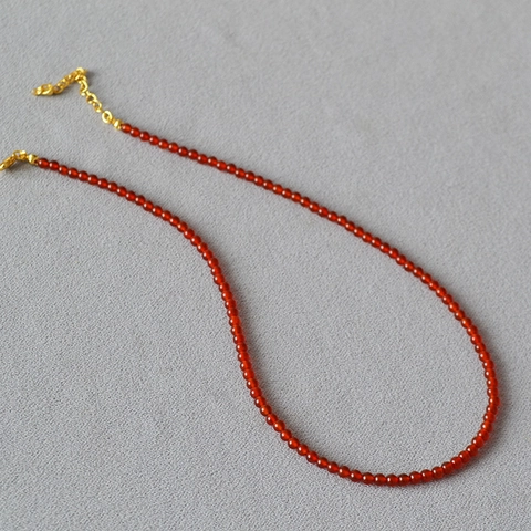 Nuovo Stile Cinese Collana di Perline di Agata Rossa per Donna Elegante Pietra Naturale Catena di Clavicola Gioielli