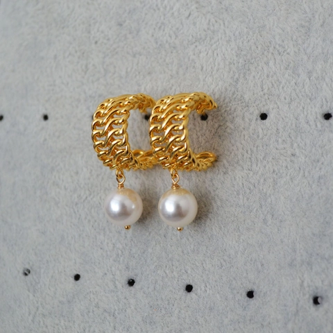 Vintage Brass Braided Twist Hoop Earrings With 925 Sterling Silver Earring Post Elegant Artificial Pearl Drop Stud Earrings For Women Jewelry