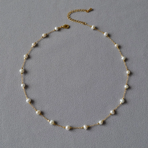 French Elegant Freshwater Pearl Necklace For Women Gold Plated Copper Chain Irregular Baroque Pearl Fashion Jewelry