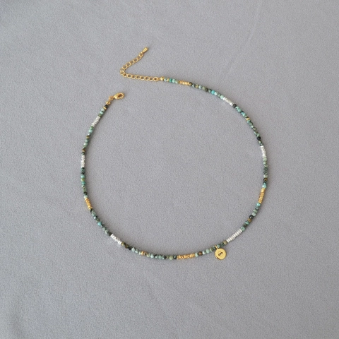 Collar Bohemio Retro de Cuentas de Turquesa para Mujer Colgante de Ojo Turco de Cobre Dorado Joyería Mediterránea Romántica