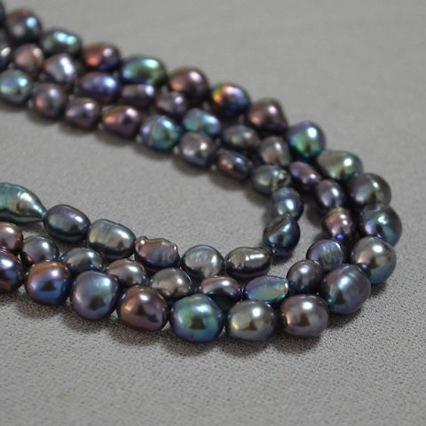 Collar de Perlas de Agua Dulce Barrocas Irisadas Verde Pavo Real Hecho a Mano Con Cierre de Aleación Choker Mujer