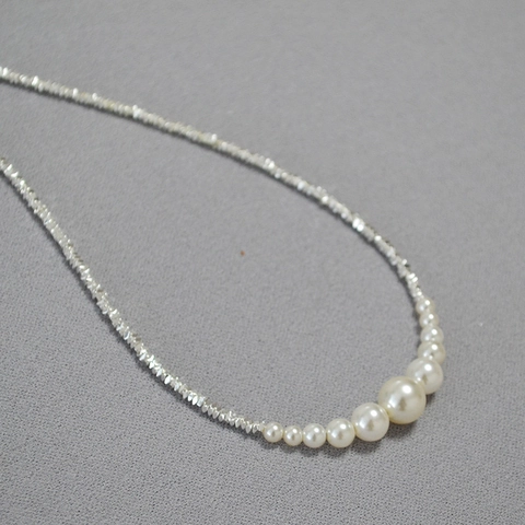 Conjunto de Joyas de Collar Pulsera de Perlas Artificiales de Color Plateado Irregular Minimalista para Mujer Cadena de Clavícula Elegante Regalo