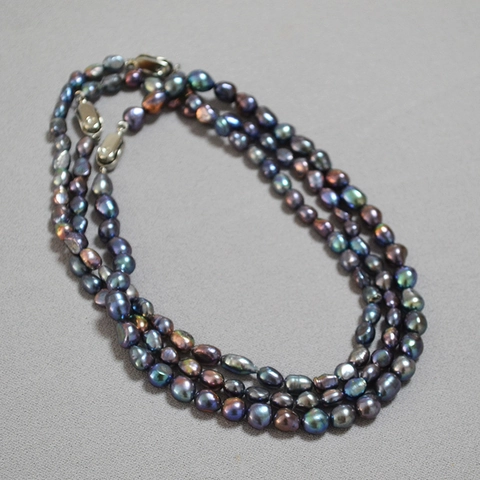 Collar de Perlas de Agua Dulce Barrocas Irisadas Verde Pavo Real Hecho a Mano Con Cierre de Aleación Choker Mujer