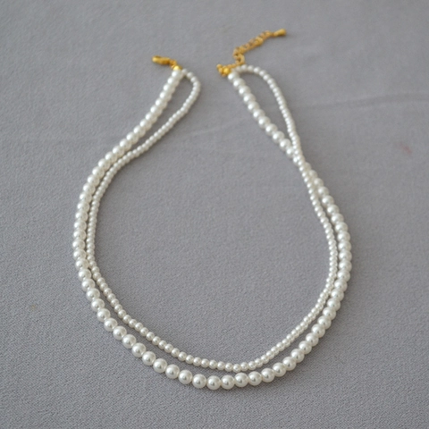 Elegante Doppellagige Künstliche Perlenkette Für Damen Einfache Mode Rundperle Choker Mit Verlängerungskette Schmuck Geschenk
