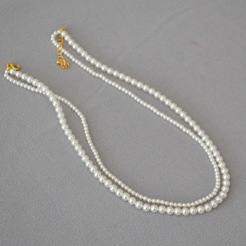 Elegante Doppellagige Künstliche Perlenkette Für Damen Einfache Mode Rundperle Choker Mit Verlängerungskette Schmuck Geschenk