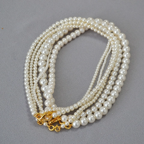 French Elegant Artificial Pearl Necklace Bracelet With Brass Infinity Buckle DIY Mixed Fashion Jewelry Accessory For Women