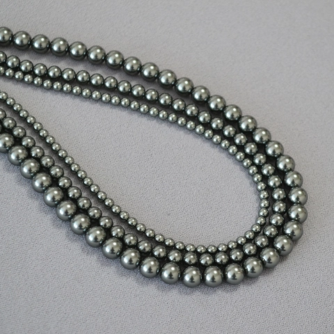 Collana di Perle Artificiali Grigio Tahiti per Donna Minimalista Fatta a Mano Catena di Perline Placcata in Rame Gioielli Regalo