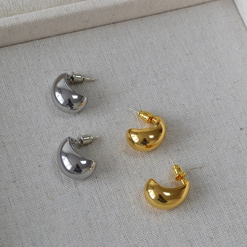Minimalist Copper 18K Gold Plated Water Drop Stud Earrings With 925 Sterling Silver Earring Post For Women Polished Jewelry