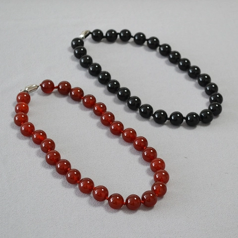 Handgemaakte Agaat Kralenketting Voor Vrouwen Retro Grote Ronde Steen Choker Minimalistische Titanium Staal Sluiting Mode Sieraden Cadeau