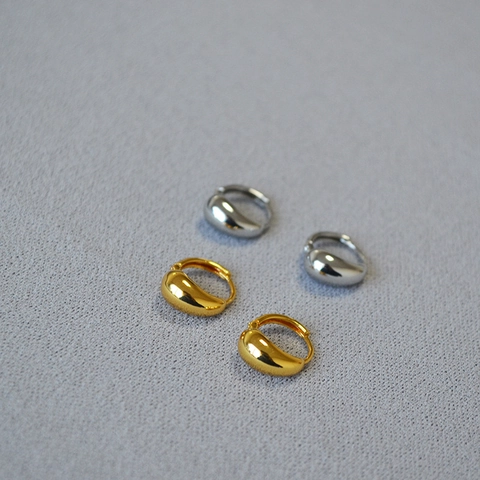 Orecchini a Cerchio Minimalisti in Rame a Goccia Placcati in Oro Platino Finitura Specchio Liscia Donna Gioielli