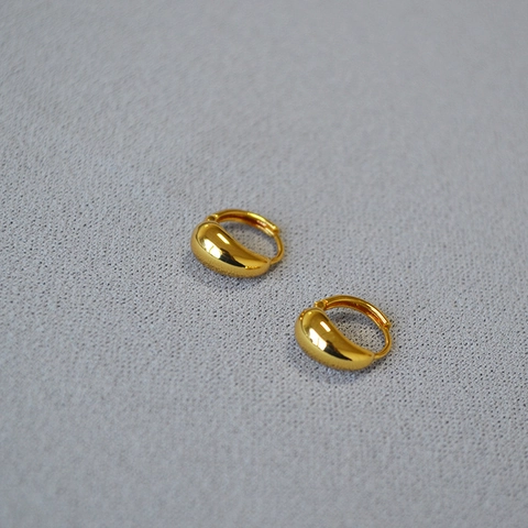 Orecchini a Cerchio Minimalisti in Rame a Goccia Placcati in Oro Platino Finitura Specchio Liscia Donna Gioielli