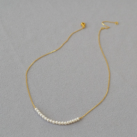 Minimalist Gold Plated Brass Smile Bead Necklace For Women Artificial Pearl Black Red Agate Choker Daily Elegant Jewelry Gift