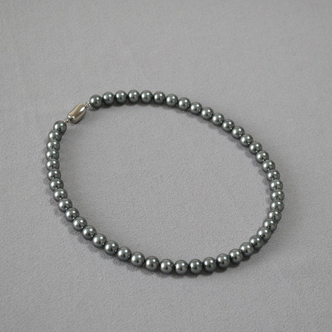 Collana di Perle Artificiali Stile Vintage Francese Elegante Chiusura a Chicco in Acciaio al Titanio Girocollo per Donna