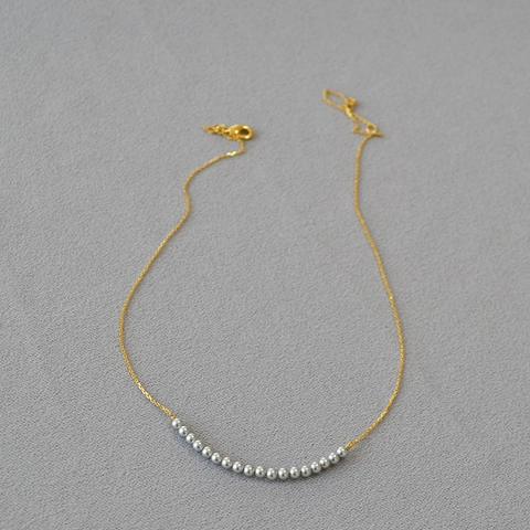 Minimalist Gold Plated Brass Smile Bead Necklace For Women Artificial Pearl Black Red Agate Choker Daily Elegant Jewelry Gift