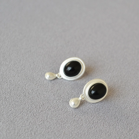 Orecchini a Bottone a Goccia d'Acqua di Design di Nicchia Vintage Con Perno in Argento Sterling 925 Pietra di Agata in Ottone Gioielli da Donna di Lusso