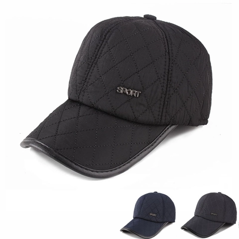 Casquette de Baseball Matelassée d'Hiver pour Hommes Chaude Doublure Polaire avec Cache-Oreilles Coupe-Vent de Sport