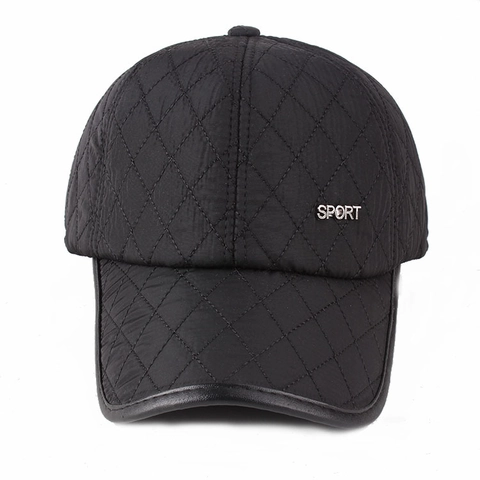 Casquette de Baseball Matelassée d'Hiver pour Hommes Chaude Doublure Polaire avec Cache-Oreilles Coupe-Vent de Sport