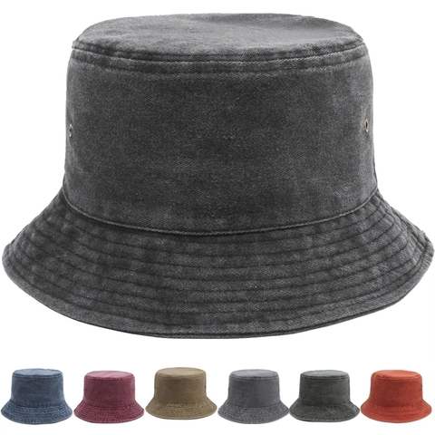 Sombrero de Pescador de Algodón Lavado Retro para Hombre Mujer Unisex Protección Solar Plegable Verano Aire Libre Color Sólido