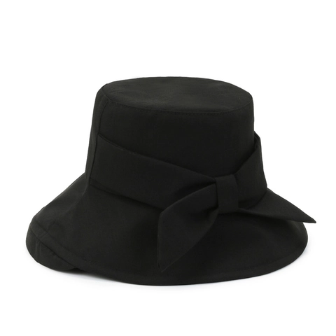 Women's Summer Sun Protection Bucket Hat Cotton Polyester Large Bowknot Wide Brim Foldable Solid Color Casual Beach Sun Hat