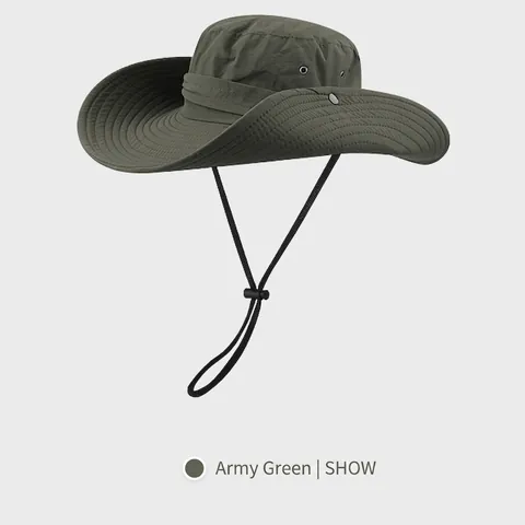 Wide Brim Outdoor Cowboy Bucket Hat For Men Women Polyester Breathable Sun Protection Fishing Hiking Hat With Chin Strap