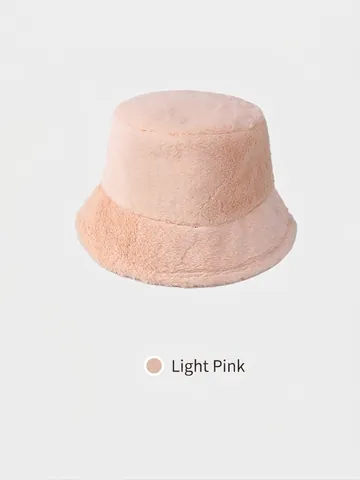 Bob Vintage en Imitation Fourrure de Lapin pour Femme Doux Chaud Peluche Chapeau de Pêcheur Épais Coupe-vent Hiver