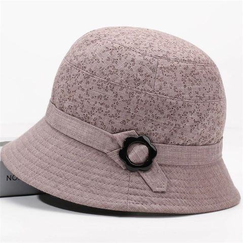 Women's Elegant Floral Bucket Hat Cotton Polyester Blend Sun Protection Fisherman Hat With Bowknot For Daily Outdoor