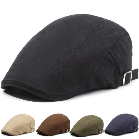 Retro British Style Newsboy Cap Polyester Cotton Herringbone Flat Cap Adjustable Duckbill Cap For Men Women Casual Ivy Beret Hat