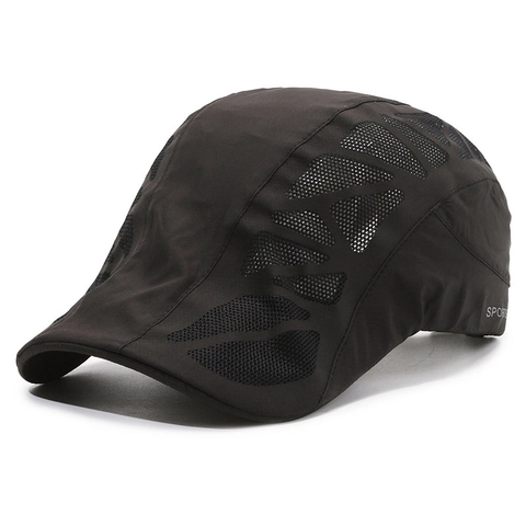 Men Breathable Mesh Newsboy Hat Cotton Adjustable Duckbill Cap For Middle Aged Elderly Dad Outdoor Sports Casual Sun Hat