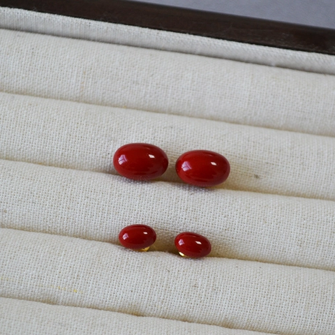Retro Wine Red Enamel Red Bean Stud Earrings Copper With 925 Sterling Silver Earring Post For Women Vintage Jewelry Gift