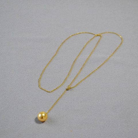 Collana Lunga a Forma di Y Regolabile in Ottone Placcato Oro Con Pendente a Perla Artificiale Rotonda Gioielli per Donna