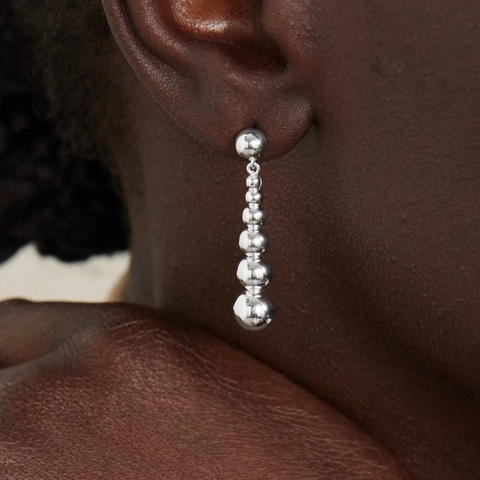 Orecchini a Goccia con Perle Artificiali Graduale Perno in Argento Sterling 925 per Donna Lunghi Gioielli Geometrici Minimalisti