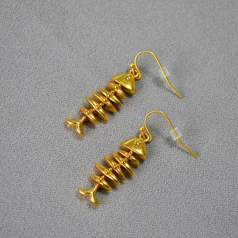 Pendientes de Gancho de Espina de Pescado Móvil de Latón Chapado en Oro Vintage para Mujer Diseño de Nicho Único Joyería