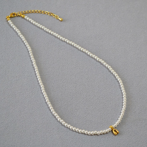 Collar con Colgante de Herradura de Perla Artificial Vintage Chapado en Oro Latón Elegante Minimalista Cadena de Joyas para Mujer