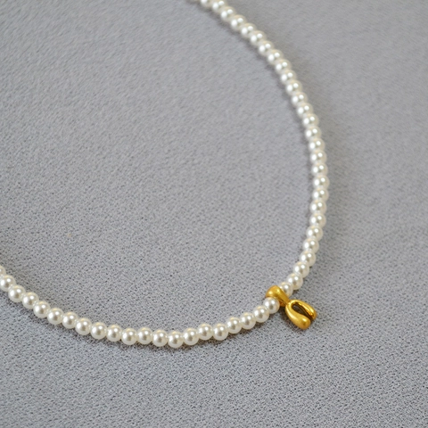 Collar con Colgante de Herradura de Perla Artificial Vintage Chapado en Oro Latón Elegante Minimalista Cadena de Joyas para Mujer
