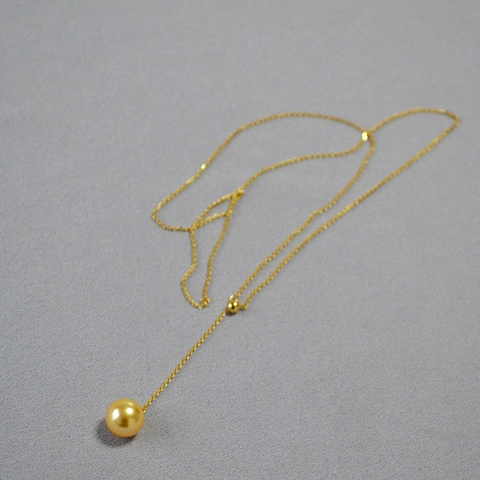 Collana Lunga a Forma di Y Regolabile in Ottone Placcato Oro Con Pendente a Perla Artificiale Rotonda Gioielli per Donna