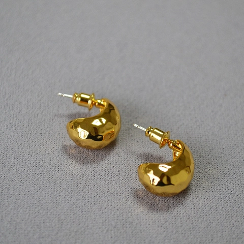 Vintage Messing Ohrringe Hammerschlag Textur 925 Sterlingsilber Stecker Gold Silber Vergoldet Nische Design Tropfen Ohrringe Damen Schmuck