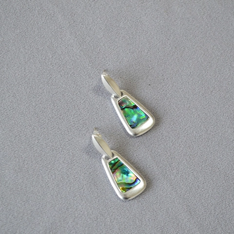 Orecchini Pendenti Geometrici Retrò con Conchiglia di Abulone Intarsiata e Perno in Argento 925 Gioielli in Ottone Argentato per Donna