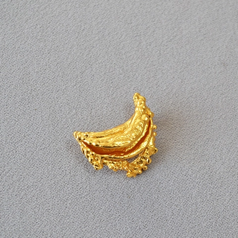 Französische Vintage Messing Vergoldete Lava Textur Unregelmäßige Mond Brosche Für Damen Herbst Winter Mantel Deko Anstecknadel Schmuck