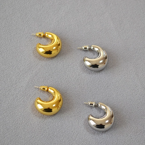 Klobige Hohle Wassertropfen Ohrstecker Für Damen Messing 925 Sterlingsilber Ohrstecker-Stift Polierte Mode Schmuck