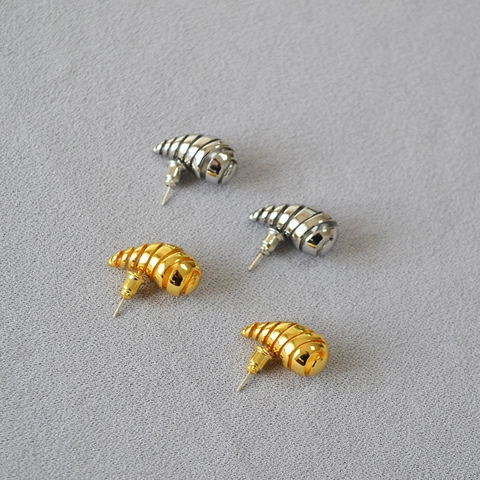 Franse Vintage Messing Spiraal Holle Waterdruppel Oorknopjes Met 925 Sterling Zilver Stift Goud Zilver Oorbellen Voor Vrouwen Sieraden